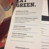 Vegan/vegetarian menu available upon request. at 23.sportcafe in Uncasville