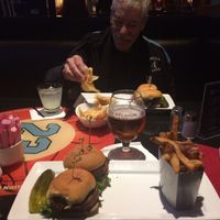 Vegan burger with fries. at 23.sportcafe in Uncasville