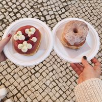 Raspberry & vanilla and lemon poppyseed  at Scoop 'n Dough in Lisbon