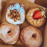 Banoffee, peanut butter, and 2 original  at Scoop 'n Dough in Lisbon