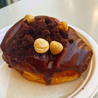 Chocolate Hazelnut Donut, the best we ever ate! at Scoop 'n Dough in Lisbon