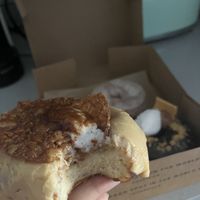 In the forefront: Karob dulce de leche cheesecake. Background: lemon poppyseed and chocolate tarte  at Scoop 'n Dough in Lisbon