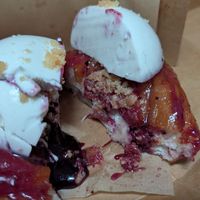 Blueberry-stuffed pannacotta-topped donut at Scoop 'n Dough in Lisbon