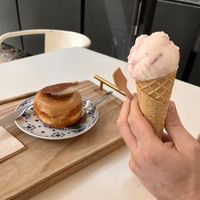 Coconut, lemon and blueberry ice cream   at Scoop 'n Dough in Lisbon