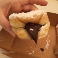 Chocolate filled vegan doughnut! 🍩🍫 at Scoop 'n Dough in Lisbon