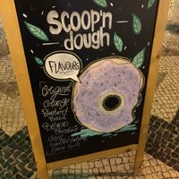 Cute sign in front  at Scoop 'n Dough in Lisbon