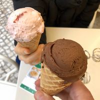 strawberries and cream and belgian chocolate  at Scoop 'n Dough in Lisbon