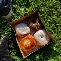 Nutella, Belgian chocolate, Creme brùlee and lemon poppy seed doughnuts at Scoop 'n Dough in Lisbon