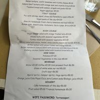 Their menu   at Rosemary in Rome