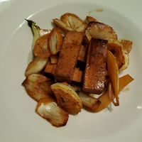 Orange tofu with roasted fennel at Rosemary in Rome