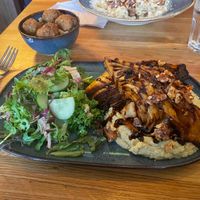 Oven roasted cabbage with lime hummus  at Lovetann Kaffebar in Bergen