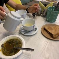 soup and pie at Yellow SLON in Minsk