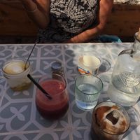 Pomegranate orange ginger and mint juice 
Yoghurt with honey 
Rice pudding at Myrtillo in Kefalonia