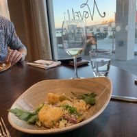 Curried cauliflower, tabbouleh, olives, mint, parsley, olive oil, lemon at Novelli at City Quays in Belfast