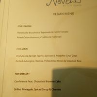 Vegan menu July 2019 at Novelli at City Quays in Belfast