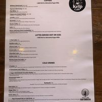 Menu at Kelp Cafe in Cape Town