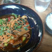 Vegan fish and vegetables with rice at Bao Bao in Hamburg