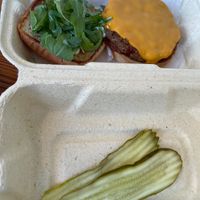 Beyond burger with no onions  at Full Stop Station in Louisville