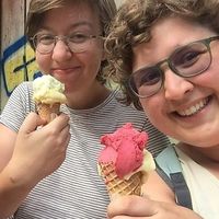 Cones with pineapple and raspberry sorbet. at Gelateria di Berna - Marzili in Bern