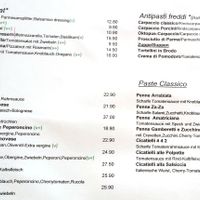 Part of menu (v+ means vegan) at Azzurro in Zurich