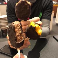 chocolate soy bar & mango bar dipped in heavenly dark chocolate! at Chocolat Favoris in Victoria