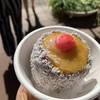 frozen coconut cream cake- vegan and delicious at Sensibles in Cordoba