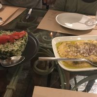 Taboulleh and traditional Fava  at Voltes in Monemvasia