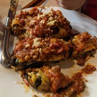 Mushroom and spinach Lasagna roll ups at 10th Street Diner in Indianapolis