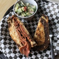 Seitan Reuben with seasonal cucumber salad⭐️⭐️⭐️⭐️⭐️ at 10th Street Diner in Indianapolis