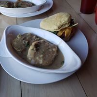 Spicey chicken biscuit w/ biscuit n gravy...I was in the mood for biscuits apparently at 10th Street Diner in Indianapolis