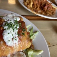 Chorizo chimichanga and chili-cheese fries  at 10th Street Diner in Indianapolis