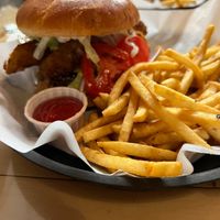 LaSalle Burger, one of their specials they run.  Basically the 10th St burger with fried pickles on top! at 10th Street Diner in Indianapolis