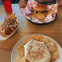 Buffalo chicken sandwich, chili cheese fries, Crunchwrap supreme, lemonade  at 10th Street Diner in Indianapolis
