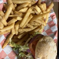 Burger with fries  at 10th Street Diner in Indianapolis