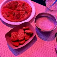 Nuggets and meatless pizza, kava (in the bowl)  at Leaves & Roots Lounge in Fort Lauderdale