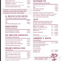 Menu  at Cafe Koppel in Hamburg