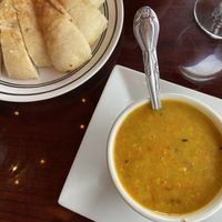 Lentil Dahl soup and bread  at Mitho in Winchester