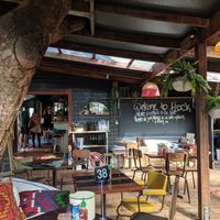Covered outdoor seating area at Flock Espresso and Eats in Mullumbimby