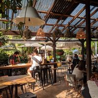 Covered and uncovered outdoor seating at Flock Espresso and Eats in Mullumbimby