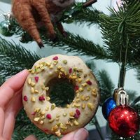 Amazing pistachio doughnut by upbeat at Tokyo Juice in Tokyo