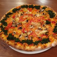 Vegetarian Pizza with vegan Cheese instead of cowcheese.  at Herrischrieder Hof in Herrischried