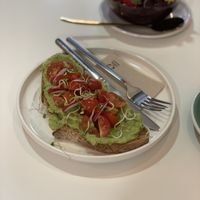 Avocado and cherry toast at Urbano Specialty Coffee in Madrid