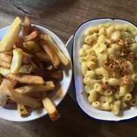 Mac n cheeze plus triple twice cooked chips  at The Carriage in Newcastle Upon Tyne