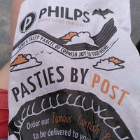 The bag at Philp's Famous Pasties in Porthleven