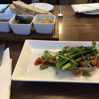 Asparagus Bruschetta & Bread, Olives, Oil at The Square in Porthleven