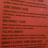 Menu showing vegan option. at Mill Street Cantina in Bristol