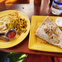 The Grain Crepe with tofu scramble, sausage, and hash browns. Very tasty. at The Grain Cafe in Redondo Beach