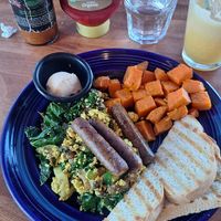 Delicious breakfast with tofu scramble at The Grain Cafe in Redondo Beach