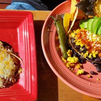 Huevos Rancheros + side hash browns at The Grain Cafe in Redondo Beach