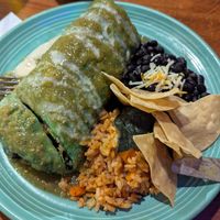 Wet burrito with verde sauce at The Grain Cafe in Redondo Beach